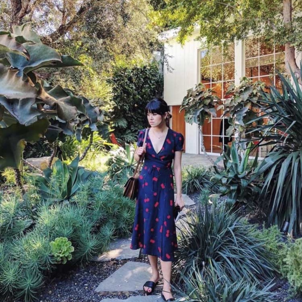 Cherry print boho gypsy true wrap dress - Picture 3 of 5